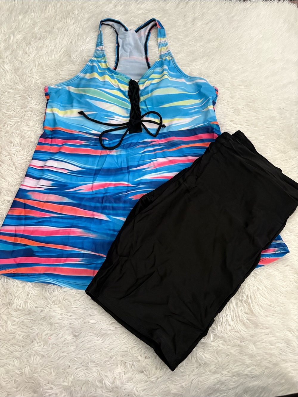 NEW American Trends Multi Color Striped Tankini Swim Set 3XL